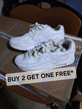 BUY 2 GET ONE FREE* Nike Air Max 90s All-White Sneakers Size 4.5w/3y